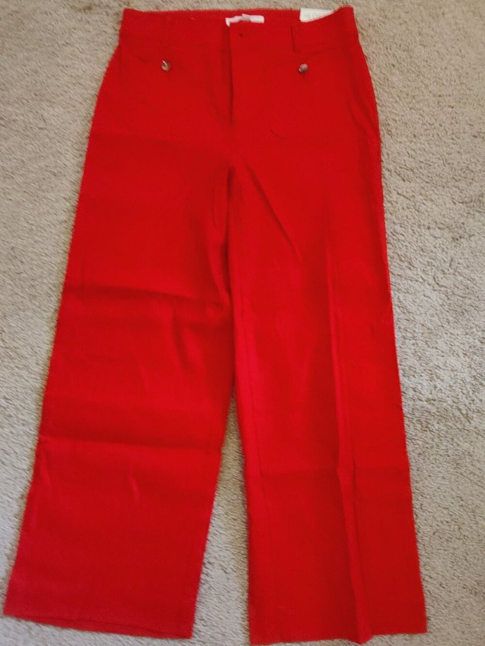 LOFT sz 4 Palmer wide leg pants red linen blend NWT - Picture 2 of 5